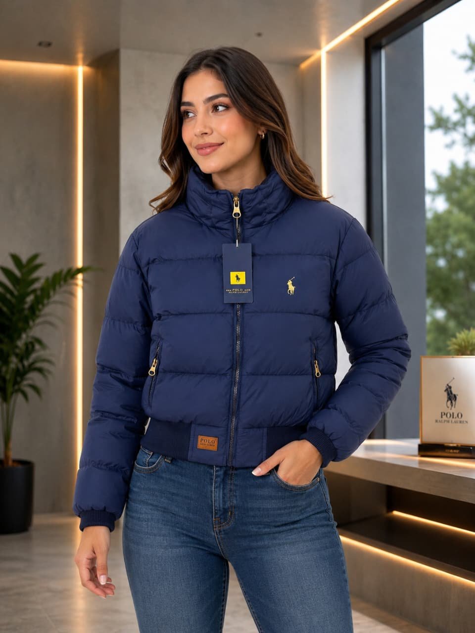 Chaqueta Puffer Crop Polo Ralph Lauren Dama Azul 1