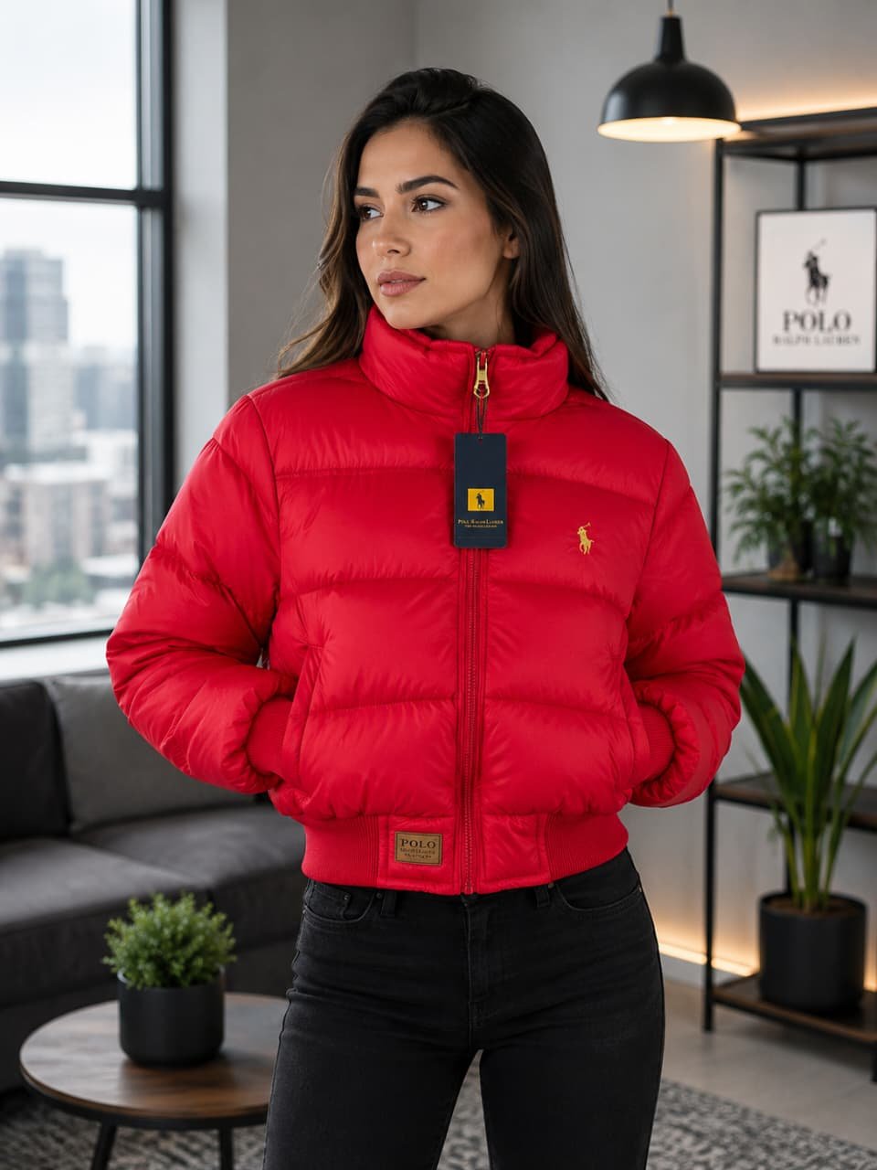 Chaqueta Puffer Crop Polo Ralph Lauren Dama Rojo 1