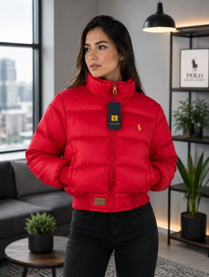 Chaqueta Puffer Crop Polo Ralph Lauren Dama Rojo 2